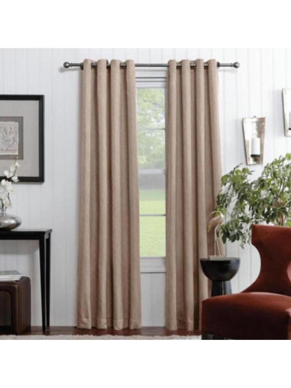 Tan Curtain Panels Grommet Top Allen + Roth 54x84 Set of 2 Curtain Panels NEW